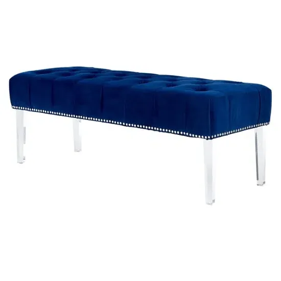 Clarox Upholstered Dining Bench - Blue, Velvet