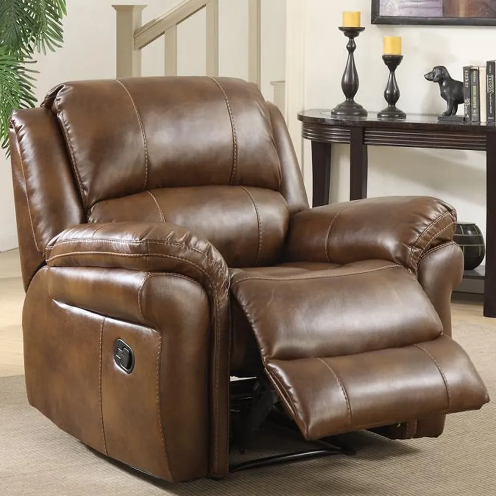 Claton 1-Seater Recliner Sofa - Tan, Faux Leather