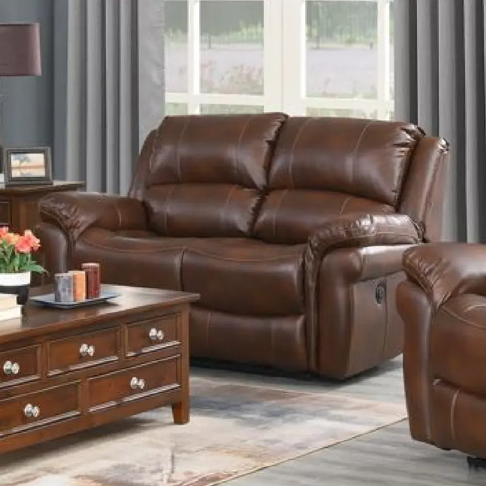 Claton 2-Seater Electric Recliner Sofa - Tan, Faux Leather