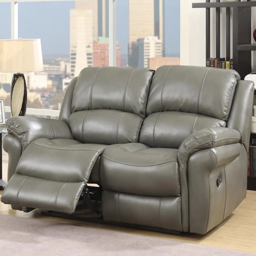 Claton 2-Seater Recliner Sofa - Grey, Faux Leather