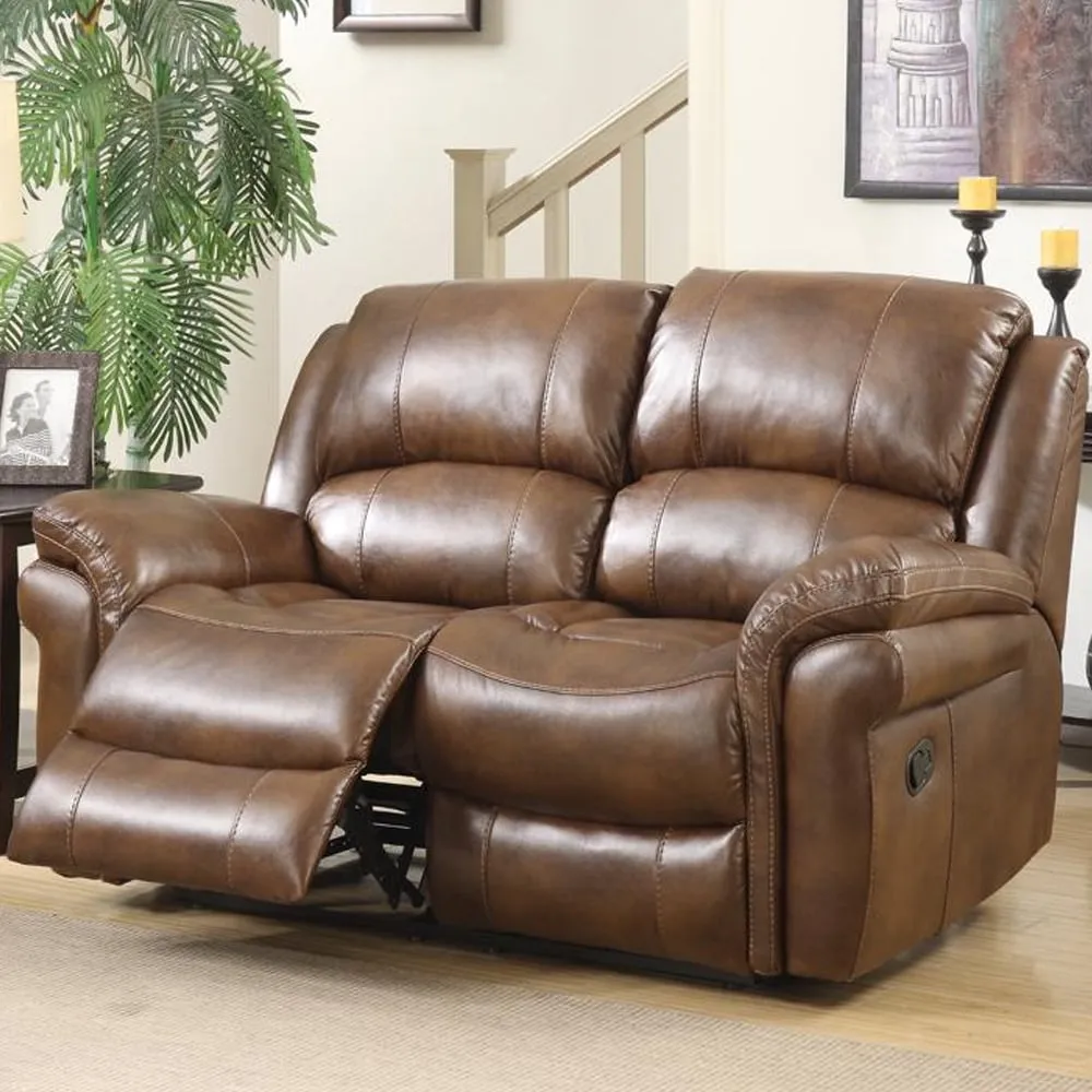 Claton 2-Seater Recliner Sofa - Tan, Faux Leather