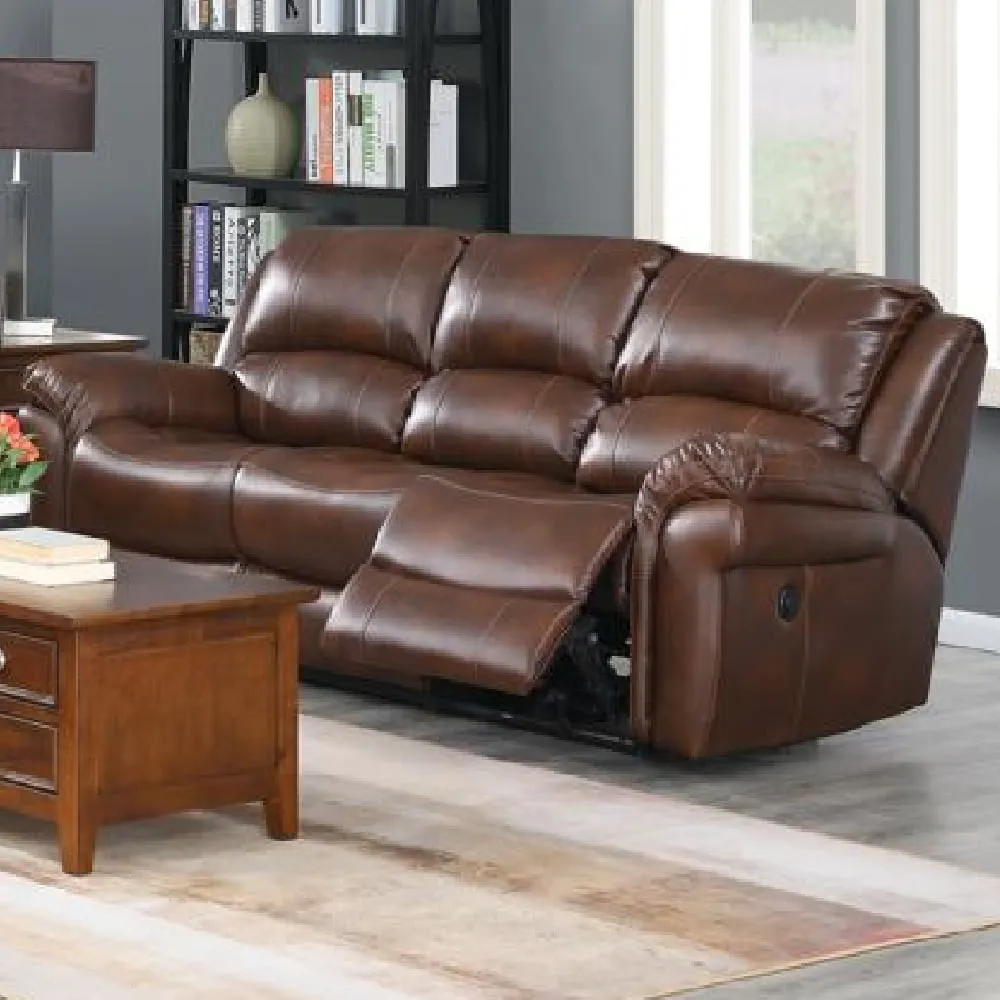 Claton 3-Seater Electric Recliner Sofa - Tan, Faux Leather