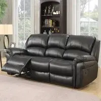 Claton 3-Seater Recliner Sofa - Black, Faux Leather