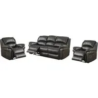 Claton 3+1+1 Seater Recliner Sofa Set - Black, Faux Leather