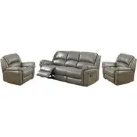 Claton 3+1+1 Seater Recliner Sofa Set - Grey, Faux Leather