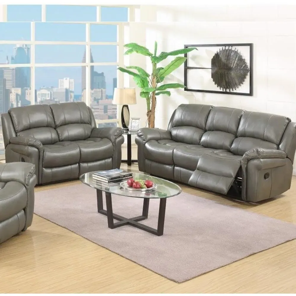 Claton 3+2 Seater Recliner Sofa Set - Grey, Faux Leather image