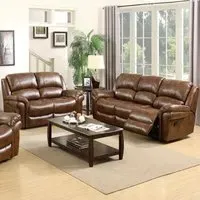Claton 3+2 Seater Recliner Sofa Set - Tan, Faux Leather