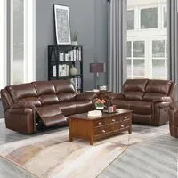Claton Electric 3+2 Seater Recliner Sofa Set - Tan, Faux Leather
