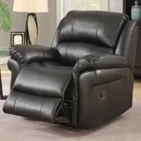 Claton Recliner Armchair - Black, Faux Leather