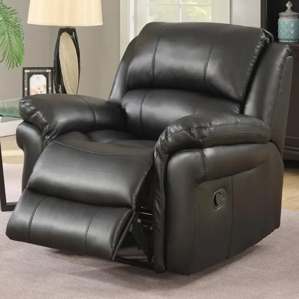 Claton Recliner Armchair - Black, Faux Leather image