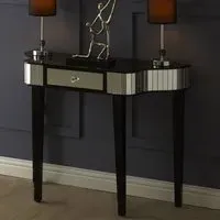 Clavona Mirrored Glass Console Table - Clear, Black