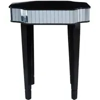 Clavona Mirrored Glass Side Table - Clear, Black