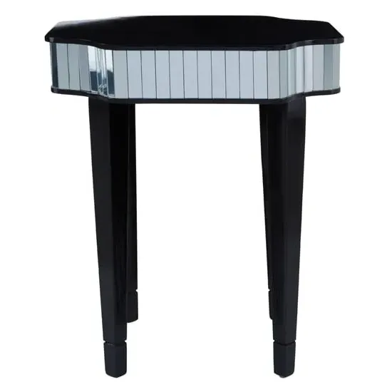 Clavona Mirrored Glass Side Table - Clear, Black image