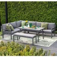 Clayton Corner Lounge Dining Set - Dark Grey, Aluminium