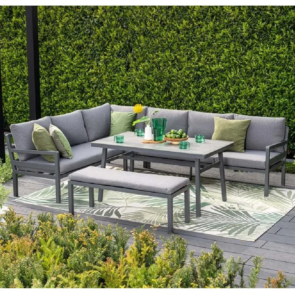 Clayton Corner Lounge Dining Set - Dark Grey, Aluminium image
