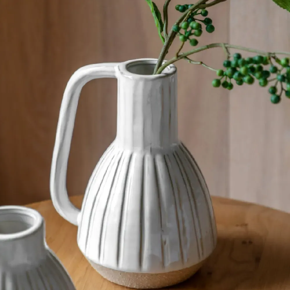 Clayton Large Ceramic Handled Vase - White image