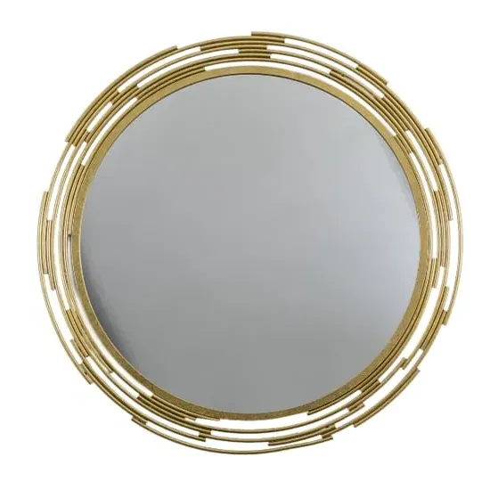 Clayton Round Wall Mirror - Gold, Iron