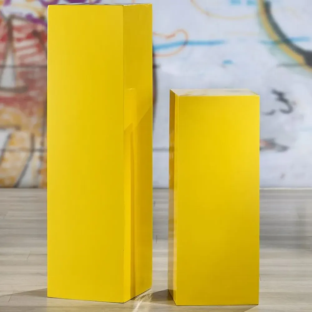 Clayton Set of 2 Decorative Pillars - Yellow, Fiberglass