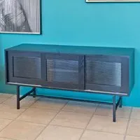 Cleburne Storage Cabinet with 3 Sliding Doors - Black