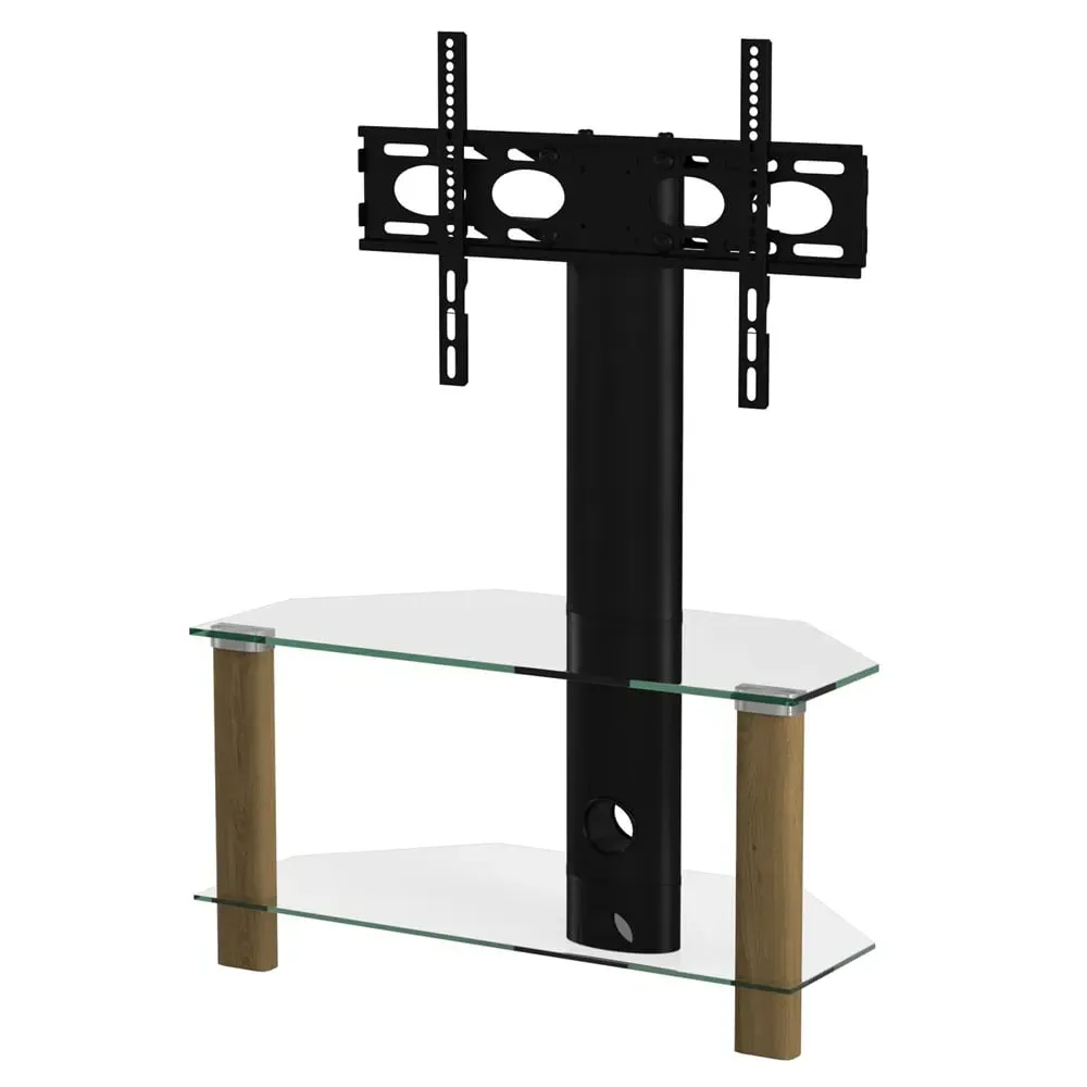 Clevedon Glass TV Stand with Bracket - Light Oak