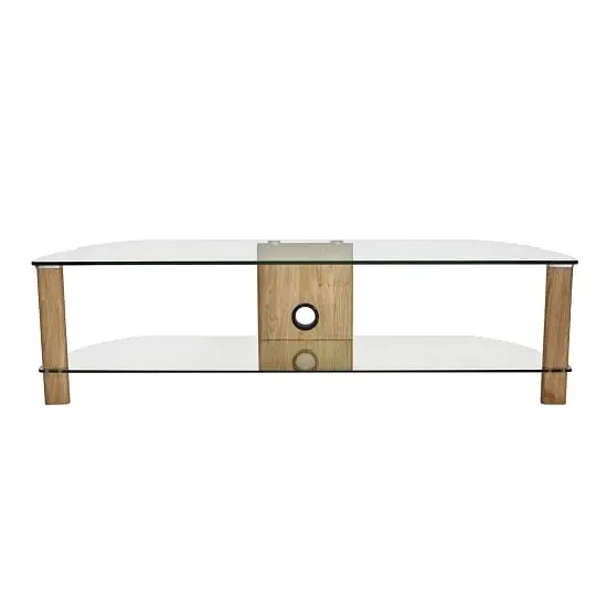Clevedon Large TV Stand with Cable Management - Clear, Oak image