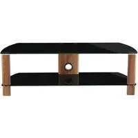 Clevedon Small TV Stand - Black Glass, Walnut