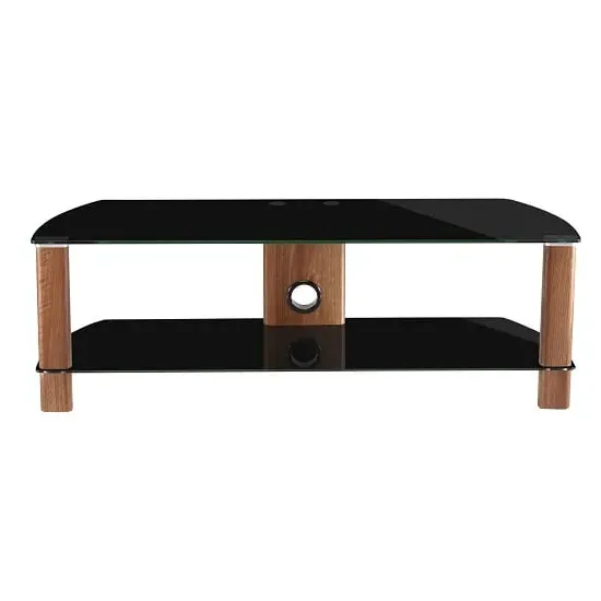 Clevedon Small TV Stand - Black Glass, Walnut image