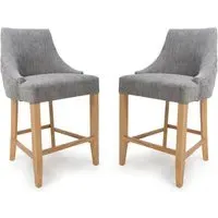 Clifton Counter Bar Chairs with Oak Legs - Grey, Fabric