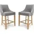 Clifton Counter Bar Chairs with Oak Legs - Grey, Fabric