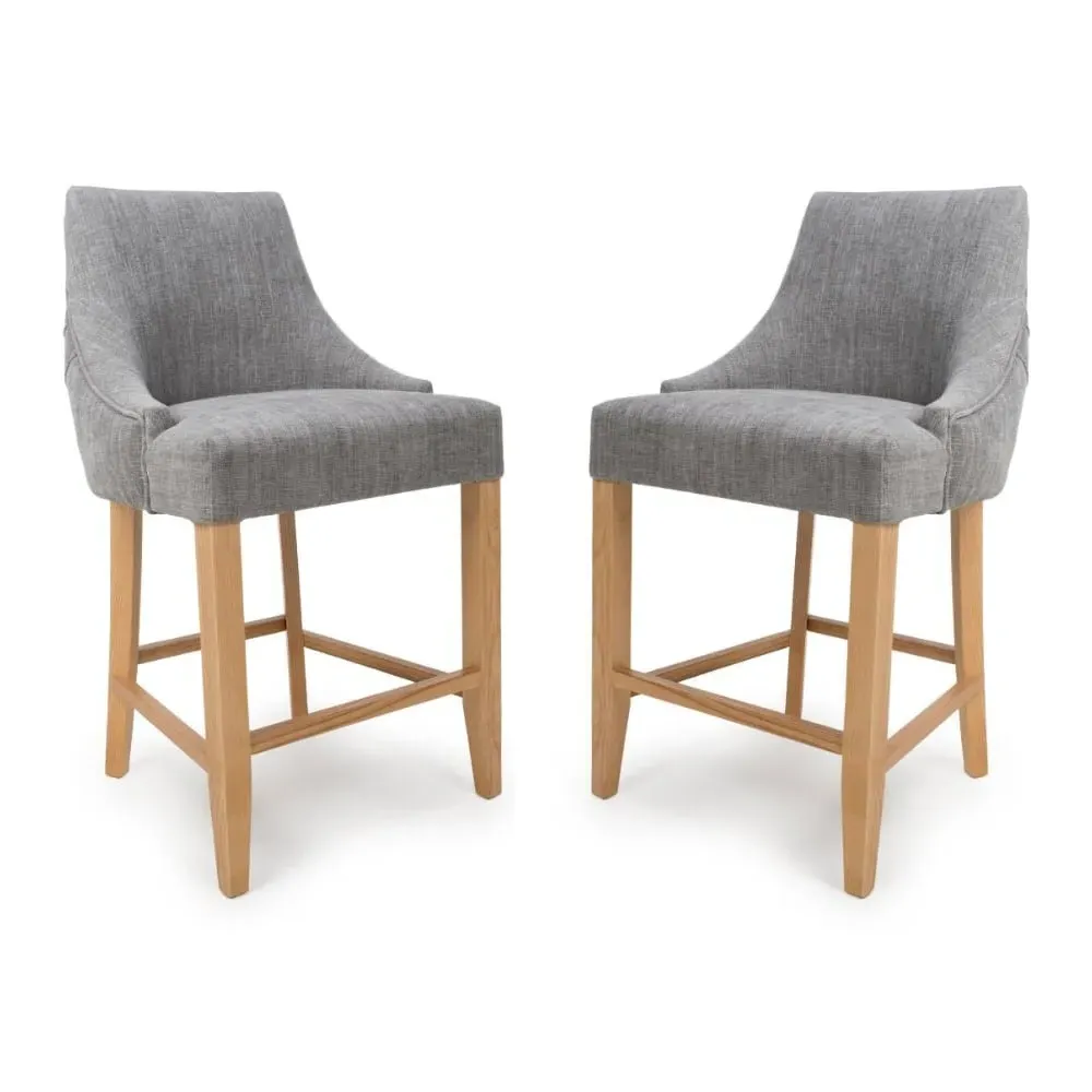 Clifton Counter Bar Chairs with Oak Legs - Grey, Fabric image