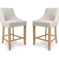Clifton Counter Bar Chairs with Oak Legs - Linen, Fabric