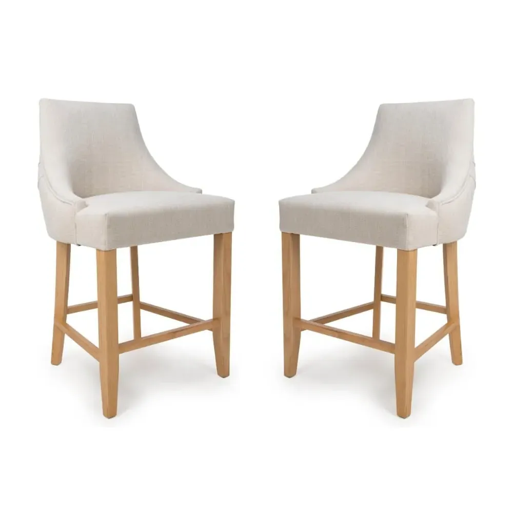 Clifton Counter Bar Chairs with Oak Legs - Linen, Fabric