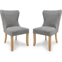 Clifton Fabric Dining Chairs with Oak Legs - Grey
