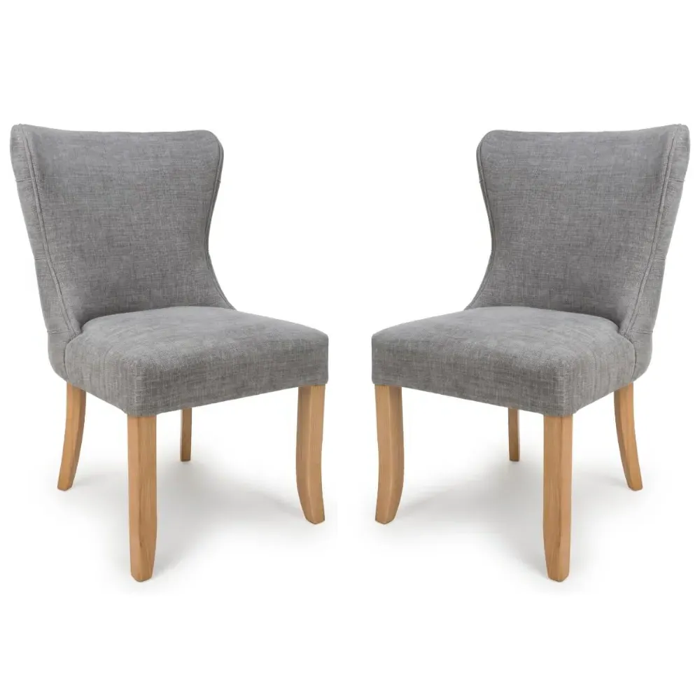 Clifton Fabric Dining Chairs with Oak Legs - Grey image
