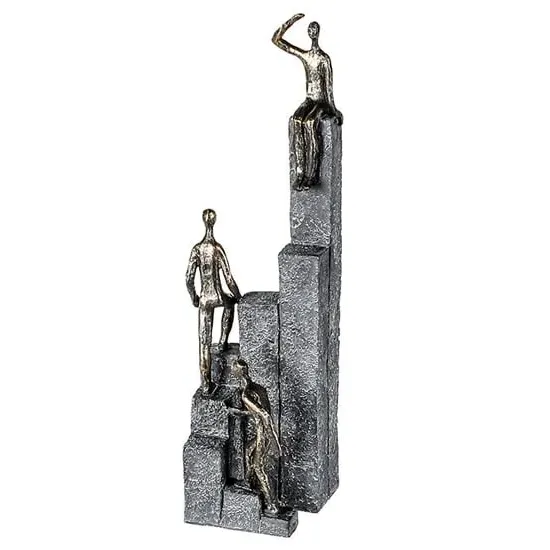 Climbing Poly Design Sculpture - Antique Bronze, Grey image