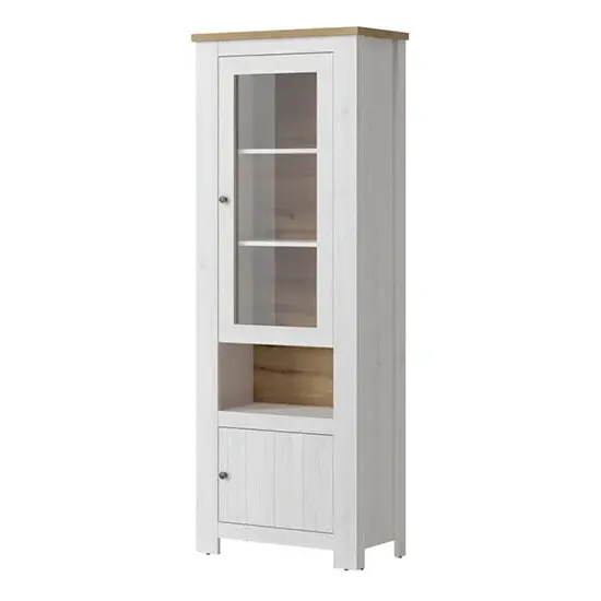 Clinton Display Cabinet with 2 Doors - White, Oak