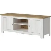 Clinton TV Stand with 2 Doors - White, Oak