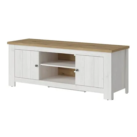 Clinton TV Stand with 2 Doors - White, Oak