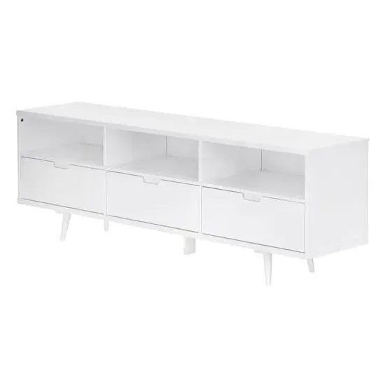 Clinton TV Stand with 3 Drawers - White, Wood image