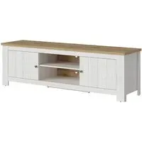 Clinton Wide TV Stand with 2 Doors - White, Oak