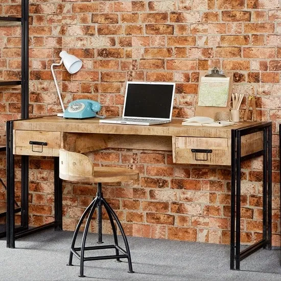 Clio Rectangular Computer Desk - Reclaimed Wood, Metal