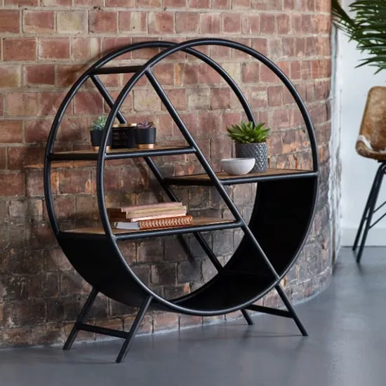 Clio Round Open Metal Bookcase - Black image