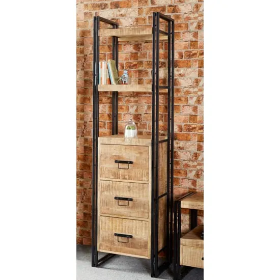 Clio Slim Bookcase with 3 Drawers - Oak, Reclaimed Wood image