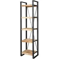 Clio Slim Bookcase with 5 Shelves - Reclaimed Wood, Metal