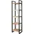 Clio Slim Bookcase with 5 Shelves - Reclaimed Wood, Metal