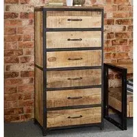 Clio Tall Chest of Drawers with 6 Drawers - Reclaimed Wood