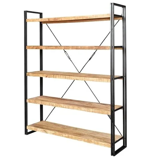 Clio Wide Bookcase - Reclaimed Wood, Metal