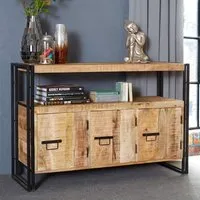 Clio Wooden Sideboard with 3 Drawers - Oak, Reclaimed Wood