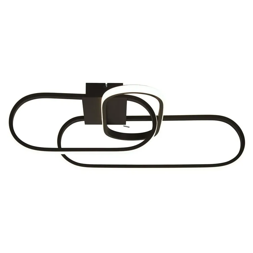 Clip LED Triple Loop Flush Ceiling Light - Black image