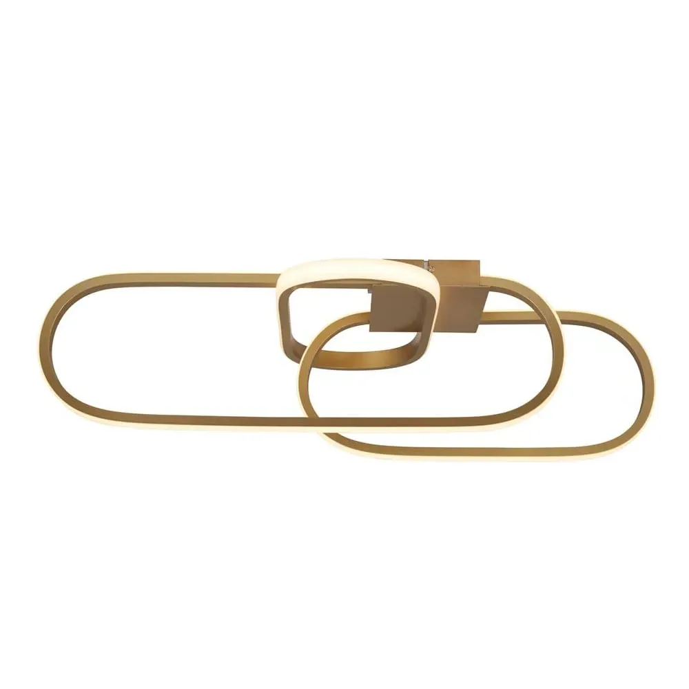 Clip LED Triple Loop Flush Ceiling Light - Gold